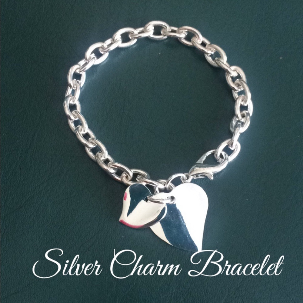 🆕925 Silver Plated Bangle Charm Bracelet ⭐️